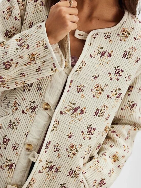 Free People Jackets & Blazers - Free People FP One Dana Liner Jacket Buttondown Printed Ivory M